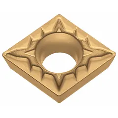 This diamond indexable turning insert is designed for precision machining of non-ferrous materials, composites, and plastics. It is suitable for turning, boring, and profiling operations where high surface finish and extended tool life are required.