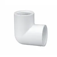 Pipe Elbow: Schedule 40, PVC, 1 in x 1 in Size, Threaded x Threaded, Female NPT x Female NPT, White (MPN 408010)