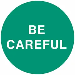 Safety reminder label for hard hats. 2 in diameter, English text, standard non-reflective finish, universal application. Pack of 4 labels.