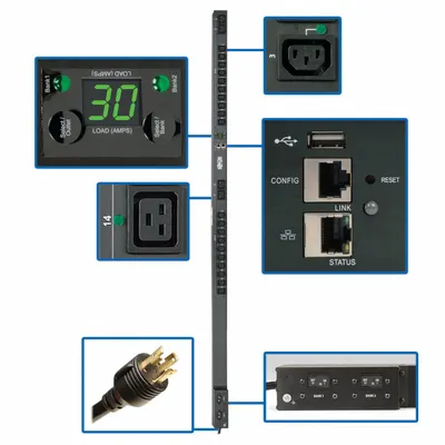EATON TRIPP LITE PDU: Single-Phase, 24 Outlets, C13/C19, Metered, Remote-Monitored - Network-Enabled Monitored PDUs