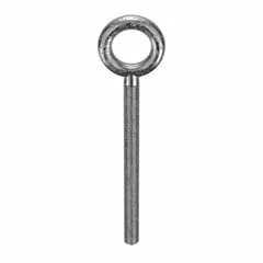 This machinery eye bolt without shoulder is made from 18-8 stainless steel with a plain finish. It has a 1/2"-13 thread size and is manufactured in the USA. No nut is included. Typical applications include lifting, rigging, and pulling where a threaded anchor point is required.