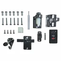This privacy door hardware kit includes a coat hook and is designed for use with baked enamel steel partitions. The chrome-plated finish provides a corrosion-resistant surface suitable for commercial restroom environments