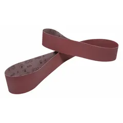 Aluminum oxide abrasive on X weight cloth backing for wood and soft metal sanding. 80 grit suitable for stock removal and finishing. 6 in width, 89 in length, 20 belts per pack.