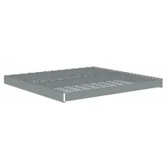 Steel wire decking shelf kit for boltless shelving systems. Includes two angle beams. Frame and decking have a zinc-plated finish. Decking thickness is 5 ga. Load capacity 2,500 lb. Color gray. Suitable for warehouse and industrial storage applications.
