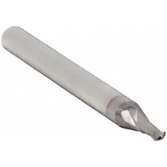 General purpose carbide ball end mill with TiCN coating for reduced friction and extended tool life. Features 2 flutes, 3/64" mill diameter, 3/32" length of cut, and 1-1/2" overall length. Suitable for precision contouring, 3D profiling, and slotting in ferrous and non-ferrous materials.