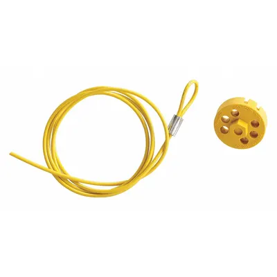 BRADY Cable Lockout: Twist Lock, Includes Cable, Steel, 4.9 ft Cable Lg, Yellow - Twist-Lock Cable Lockouts