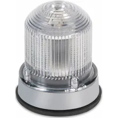 This wired multimode LED warning light from EDWARDS SIGNALING features a clear lens and is designed for panel mounting. It operates at 120V AC and provides visual alerts for safety signaling, equipment status indication, or alarm systems in industrial facilities. Connections are 1/2 in internal NPT and 3/4 in external NPT.
