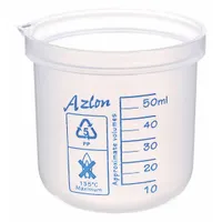 APPROVED VENDOR Square Ratio Beaker: Low Form, Printed Graduation, Polypropylene, Translucent, 50 mL (MPN 522085-0050)