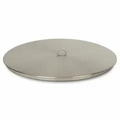 Stainless steel sieve cover designed to fit standard 12-inch test sieves. Used in particle analysis to prevent sample loss and contamination during sieving operations.