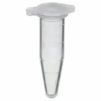 Polypropylene microcentrifuge tube with 1.5 mL capacity, conical bottom, and natural body and closure. Graduated for volume estimation, includes closure. Used for sample storage, centrifugation, and mixing in laboratory settings