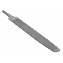 Tapered single-cut rectangular file with second cut grade for controlled stock removal and smooth finishing. Features four cut edges and a natural finish. Suitable for precision metal filing, sharpening saw blades, and deburring edges in machining and fabrication applications.