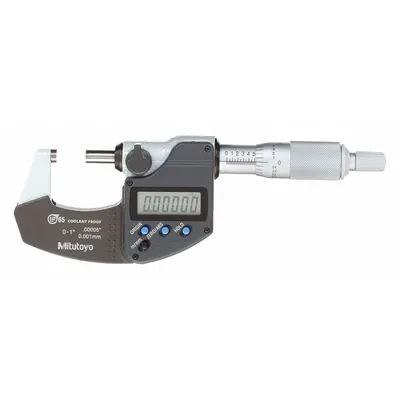 MITUTOYO IP65 Digital Outside Micrometer 0-1" / 0-25.4 mm, Inch/Metric, IP65 - Micrometers without SPC Output for Harsh Environments