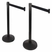 Barrier Post with Belt: 40 1/2 in Post Ht, 10 ft Belt Lg, Black, 2 No. of Posts, No Pattern (MPN 101SB-BK-2PK)