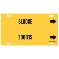Pipe Marker: Sludge, Yellow, Black, Fits 8 to 9 7/8 in Pipe O.D., 1 Pipe Markers, With Arrows (MPN 4273-G)