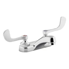 Centerset handle bathroom faucet constructed from brass with a polished chrome finish. Flow rate of 1 gpm. Suitable for standard bathroom sink installations in residential and commercial settings.