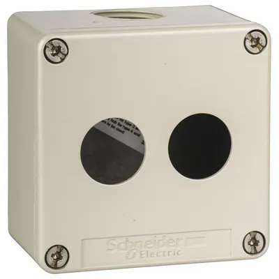 SCHNEIDER Control Station Enclosure: 22mm, 2 Holes, Cast Zinc - Enclosures for 22mm Operators