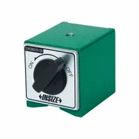 Magnetic base with On/Off knob, dimensions 1.969 x 2.953 x 2.165 inches, and M8 x 1.25 thread. Used to hold dial indicators or test indicators on ferrous surfaces for precision measurement in machining and inspection setups