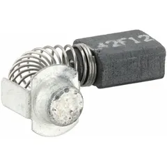 Replacement carbon brush assembly for maintaining electrical contact in compatible power tool motors. Used to restore motor performance and extend tool service life. Consult tool manual for compatibility.