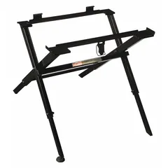 Portable table saw stand with a 17 3/4 in dimension, designed for table saw compatibility. Provides a stable platform for cutting operations on job sites, enabling quick setup and repositioning.