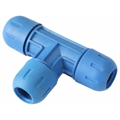 RAPIDAIR Compression Tee Fitting: 3/4 in OD x 3/4 in OD x 3/4 in OD Size - Compressed Air System Nylon Compression Fittings