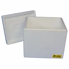 Insulated Shipping Container: 12 in x 9 3/4 in x 11 in, 0.75 in Insert Wall Thick, Styrofoam, 2 PK (MPN ON20C). Key specifications — Shipping Box Material: Corrugated Cardboard; Insert Material: Styrofoam; Color: White.