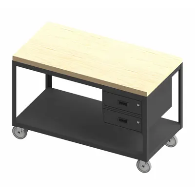 DURHAM MFG Workbench: Fixed Ht, Butcher Block, 60 in x 30 in - Butcher-Block-Top Mobile Worktables