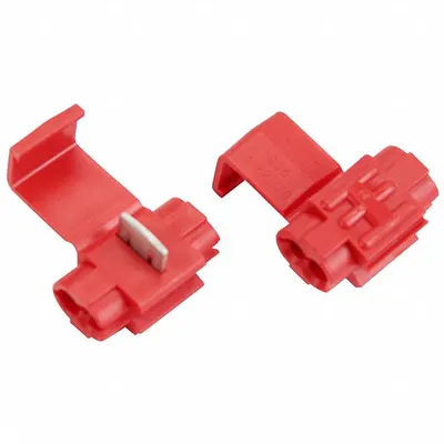 3M Insulation Displacement Connector: 2 Ports, Red, 18 AWG – 14 AWG Run Size Range - Double-Port Run Tap Wire Connectors