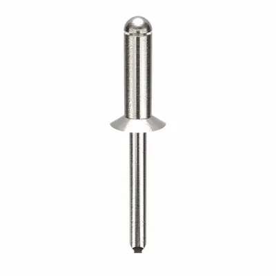 OEM Flush-Mount Blind Rivet, 1/4 in dia, 2 2/25 in L, Plain, 100 PK - Flush-Mount Blind Rivets