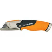 FISKARS Utility Knife: 7 1/2 in Overall Lg, Std Tip, Rubberized, Rubber, Orange, Hinge (MPN 770010-1001)