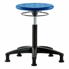 APPROVED VENDOR Polyurethane Lab Stool, Height Range 18 in to 25 1/2 in, 13 in Seat Width, 13 in Seat Depth, 5 Glides, Fiberglass Base, Blue