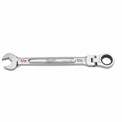 Chrome vanadium steel combination wrench with chrome finish. Features an 11/16 in SAE 12-point ratcheting box end and 1 1/2 in overall length. Used for tightening or loosening fasteners in maintenance, assembly, and repair applications.