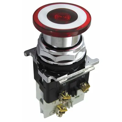 EATON Emergency Stop Push Button: Illuminated, Mushroom Head Profile, Metallic - Illuminated Mushroom-Head Push Buttons