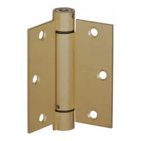 This full mortise-mount spring hinge is constructed from steel with a bronze finish. It has an overall height of 4-1/2 inches and a frame leaf width of 4 inches. Designed for self-closing doors, it is commonly used in commercial and industrial settings where automatic door closure is required