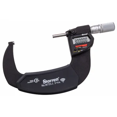 STARRETT Wireless Digital Micrometer: 4 in to 5 in /101 mm to 127 mm - Micrometers with SPC Output for Harsh Environments