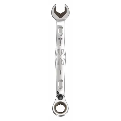 WERA Combination Wrench: Alloy Steel, Nickel Chrome, 19/32 in Head Size, 7 3/4 in Overall Lg - SAE Spline Ratcheting Combination Wrenches
