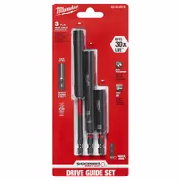 Impact-rated bit holder with integrated screw guide for use with impact drivers. Magnetic tip holds screws securely for one-handed driving. Compatible with 1/4 in hex shank bits. Suitable for drywall, decking, and general construction fastening applications