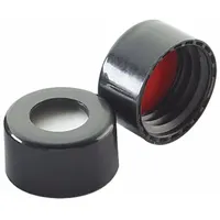 Cap: 11 mm Dia, Black, Polypropylene, PTFE/Silicone, 9 mm Screw Closure Size, Autoclavable, Colored (MPN W225332-0201)