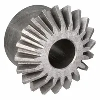 Steel miter gear with 20 straight teeth, 20° pressure angle, and 7/16 in bore diameter. Designed for transmitting motion and power between intersecting shafts at a 90-degree angle in industrial machinery, conveyors, and power transmission systems