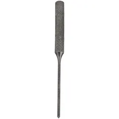 This round steel ball-type punch is designed for removing roll pins from assemblies. The tapered tip aligns and drives the pin out without damaging surrounding components. With a 1-1/2 in taper length and 3-1/4 in overall length, it is suitable for maintenance and repair tasks in industrial machinery and automotive applications.