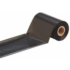 Black resin ribbon in the R6600 series, 4 5/16 in x 984 ft. RoHS compliant and high temperature-resistant. Compatible with THT 3" Core Printers. Used for industrial labeling applications requiring durable barcodes and text on labels for asset tracking, electrical panel identification, and cable marking.