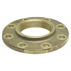 Cast bronze tube flange with FNPT threaded connection on one end and flange on the other, featuring a drain/vent port. Used in plumbing and piping systems to transition between sweat and threaded connections, providing access for drainage or venting.