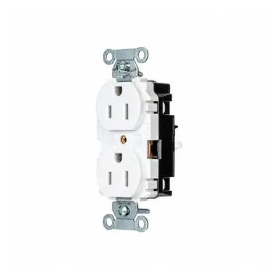 HUBBELL Receptacle: Duplex, 5-15, White, 125V AC, 15 A, 2 Pole / 3 Wire (MPN BR15STW) - General Purpose Receptacles