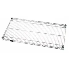 Steel wire shelf for dry environments with chrome finish and silver color. Quick-adjust design allows easy repositioning. Supports up to 800 lb. Suitable for warehouse and industrial shelving systems.