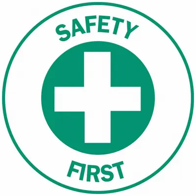 BRADY Hard Hat Label: Safety First, 2 in Dia, English, Std, Non-Reflective, Universal