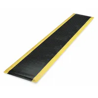 Antifatigue Mat: Diamond Plate, 3 ft x 9 ft, 9/16 in Thick, Black with Yellow Border, Beveled Edge (MPN 479C0036YB9)