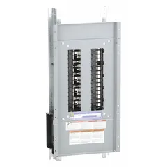 This 225 A main lug convertible panel interior features a copper bus and accommodates QHB, QOB, and QOB-VH circuit breakers. With 30 spaces and dimensions of 27 in height by 10 7/16 in width, it is used in electrical distribution systems for branch circuit wiring.