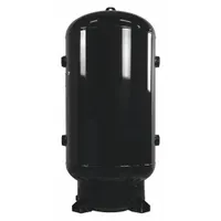 This vertical stationary air tank stores compressed air for industrial systems, providing a buffer to reduce compressor cycling and ensure steady pressure. With an 80-gallon capacity and 200 psi maximum operating pressure, it is suitable for use in manufacturing, automation, and plant maintenance applications where a reliable air supply is required