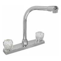 DOMINION FAUCETS Straight Kitchen Faucet: Silver, Cast Brass, Centerset, Deck, 2 Mounting Holes (MPN 77-4891)