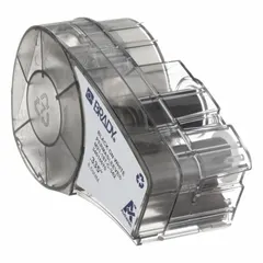Polyolefin, white (matte) sleeve label roll cartridge for wire and cable identification. Designed for 10 AWG to 20 AWG wire gauge. Compatible with BMP21-LAB printer series for on-demand printing in industrial electrical panels, machinery, and control systems.