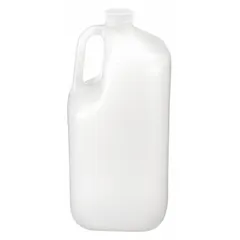 Shouldered Neck Jug, 1 gal, HDPE, White, Screw On Cap, Top Handle